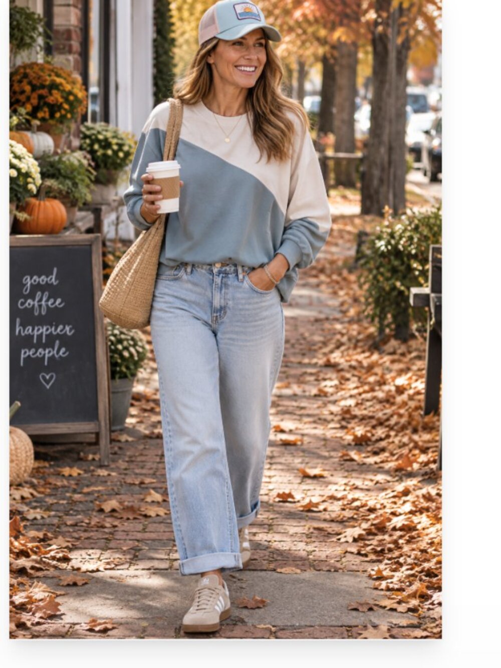 Summersalt French Terry colorblock Blue cream sweatshirt XL